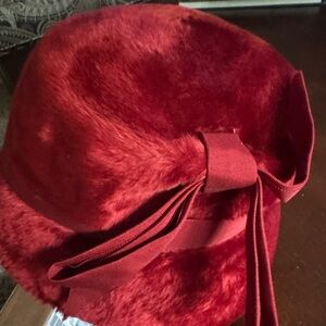 Vintage Duchess red velvet 1920s hat